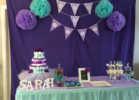 Purple and teal baby shower decor. Teal & purple baby shower baby girl girl baby shower table ...