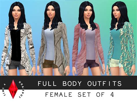 The Sims Resource Set Of 4 Full Body Female Outifts