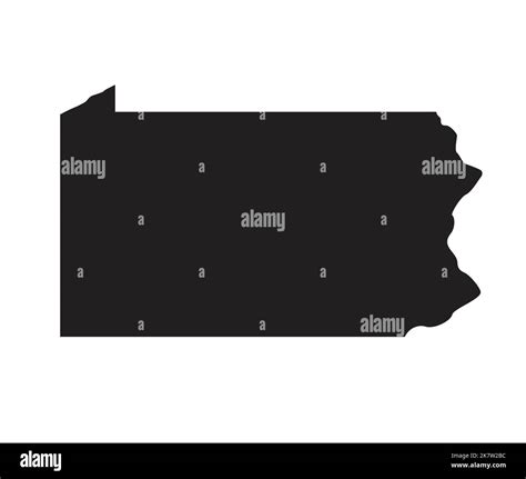 Pennsylvania Pa State Shape Map Silhouette Border Simplified Usa Vector