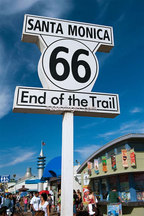 Route 66 End Of The Trail Sign Santa Monica Pier Pacific Park