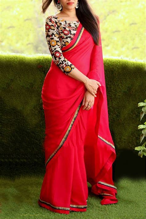 Georgette Party Wear Saree In Red Colour In 2020 Saree Models Bridal