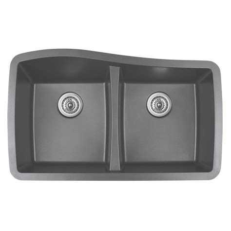 Quartz sinks, also known as composite sinks, are typically created with quartz blended with resin. Karran Undermount Quartz Composite 33 in. 50/50 Double ...