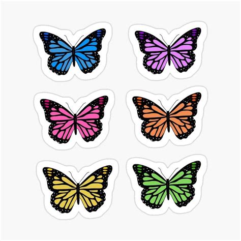 Colourful Butterfly Collection Glossy Sticker By Ellencarney13 In