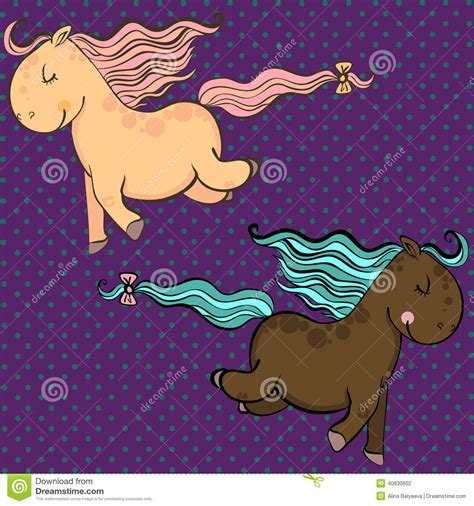 Cute Cartoon Vector Horses Stock Vector Illustration Of Drawing 40830602