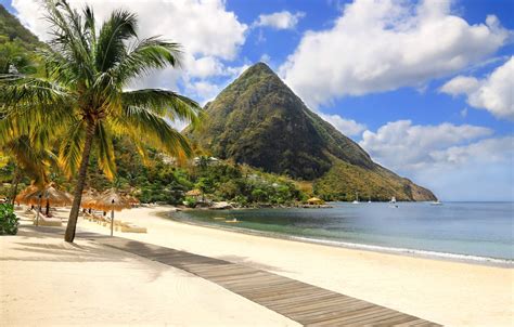 Wallpaper Sea Beach Mountain Caribbean Saint Lucia Images For Desktop Section