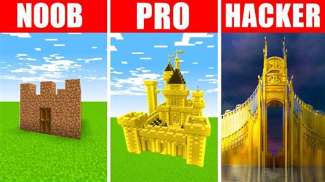 Minecraft Noob Vs Pro Vs Hacker Golden Castle Build Challenge In