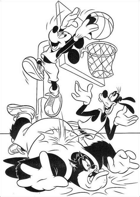 Basketball coloring pages for adults coloring home; Mickey Mouse Playing Basketball - Coloring Home