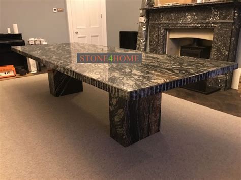 Super Sized Black Beauty Granite Table Made To Match The Existing Granite Fireplace With Twin