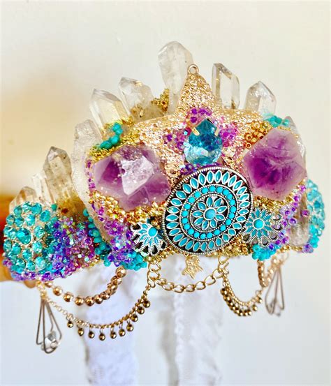 Amethyst Star Crystal Crown Gold — Summers Dreaming Mermaid Crowns