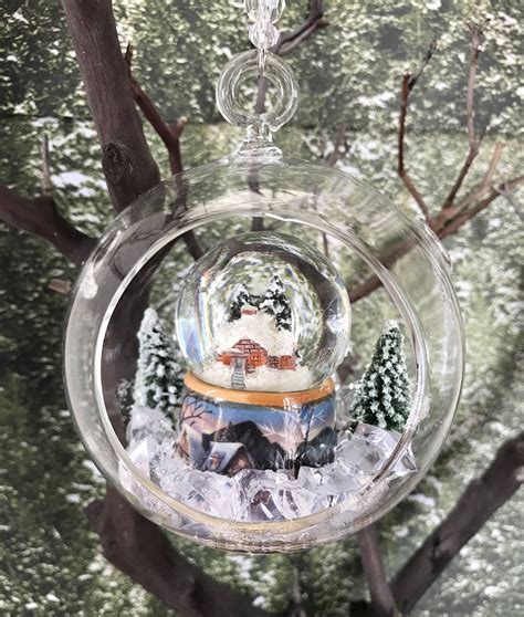 Snow Globe In A Globe Ornament Actual Snowglobe Inside Etsy Globe