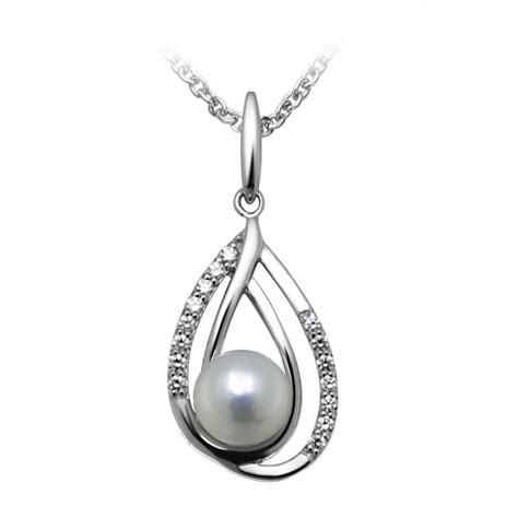 Grace And Co Hope Silver And Cz Double Loop Pearl Pendant Necklace