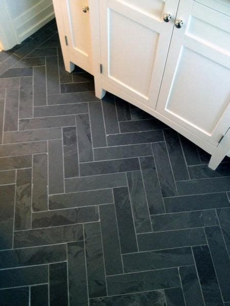 Gray Herringbone Tile Bathroom Floor Lekisha Donnell