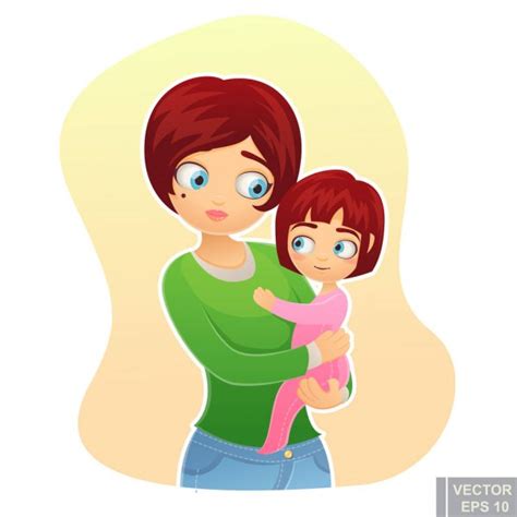 Madre E Hijo Feliz Retrato De Dibujos Animados Imagen Vector De Stock 407