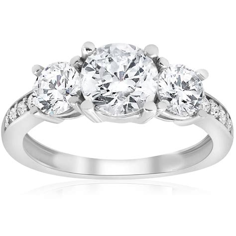 1 58 Ct Round Diamond 3 Stone Engagement Ring White Gold Solitaire Jewelry