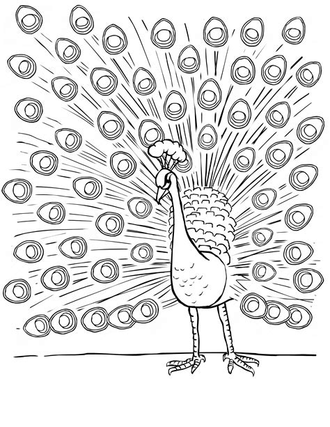 Sublime peacock on abstract background, drawn with different thickness lines. Free Printable Peacock Coloring Pages For Kids