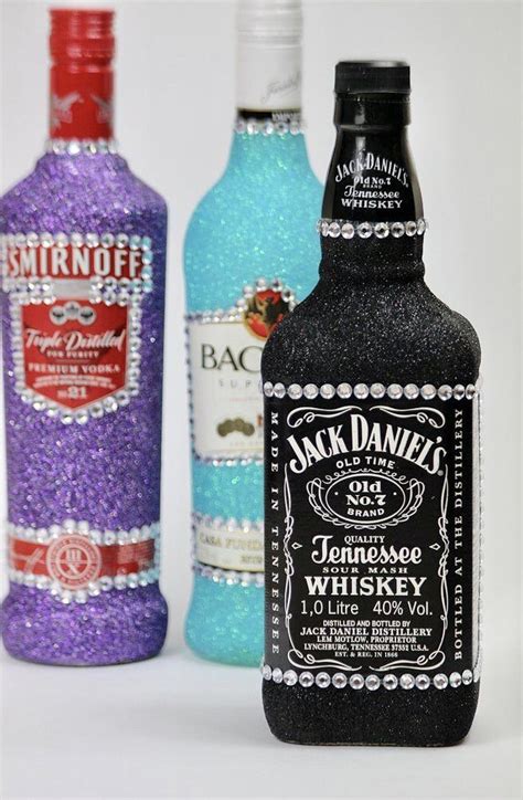 Glittered Alcohol Bottles Alcohol Bottle Crafts Decorated Liquor