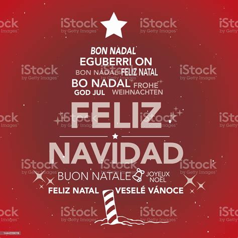 Christmas Tree Lettering Merry Christmas In Different Languages Stock
