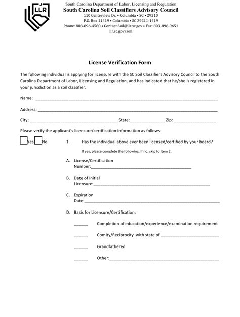 South Carolina License Verification Form Fill Out Sign Online And