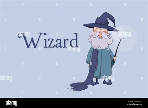 Children S Vector Illustration Good Wizard Holding A Magic Wand In His