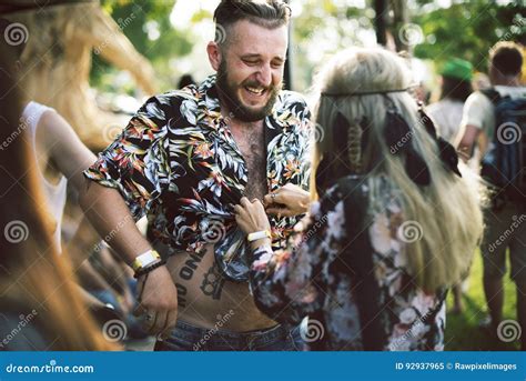 Friends Having Fun In Music Concert Festival Together Stock Image