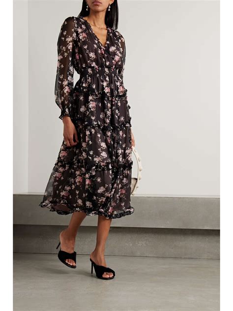LOVESHACKFANCY Kailo wrap-effect floral-print silk-chiffon midi dress