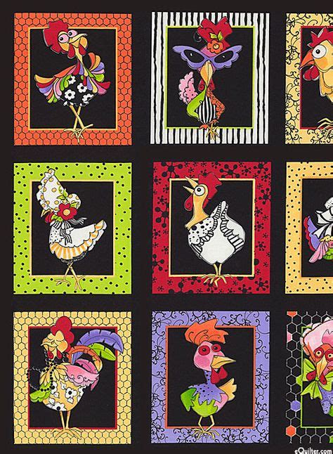 Chicken Chique Fashionable Fowls 24 X 44 Panel Quilt Fabrics From