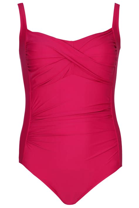 Pink Swimsuit With Ruched Detail And Tummy Control Plus Size 161820