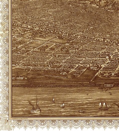 Cleveland Ohio In 1887 Birds Eye View Map Aerial Panorama Map