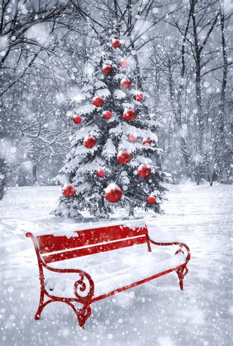Winter Christmas Background Scene With Red Element