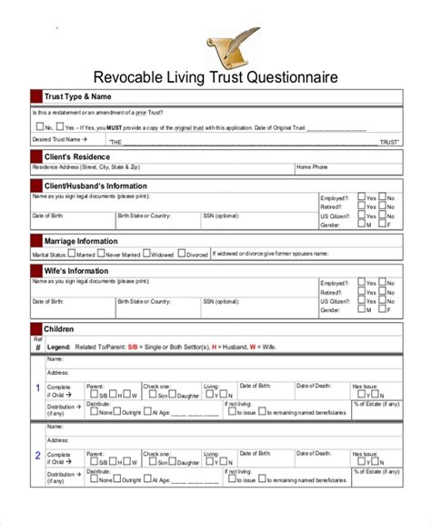 FREE 8+ Sample Living Trust Forms in PDF | MS Word