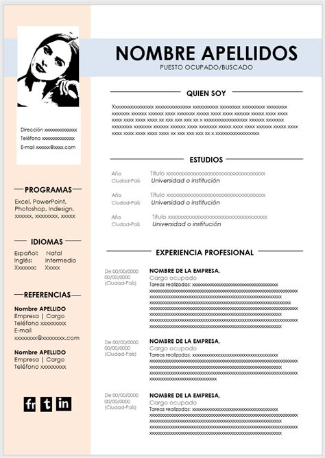 Word Formato De Curriculum Vitae Para Rellenar Template For U