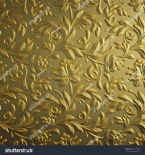 Gold Floral Background Golden Foil Embossed Stock Illustration 381155029