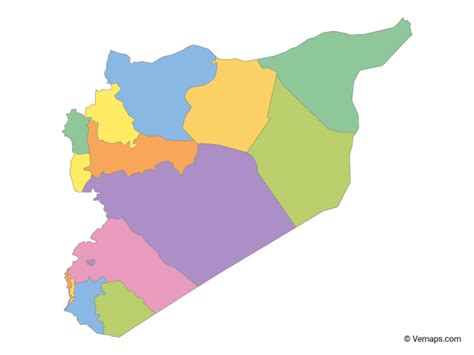 Multicolor Map of Syria with Governorates | Free Vector ...