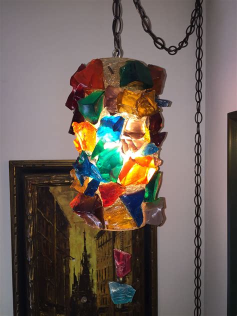 Vintage mcm mid century modern glass wall sconce light fixture w/ box snowflake. Mid Century Chunky Lucite Swag Lamp | Swag lamp, Colorful ...