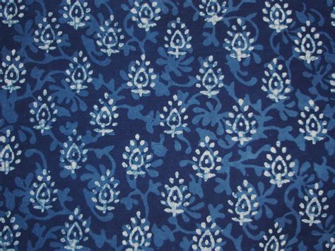 Indigo Fabric Batik Organic Cotton Hand Block Printed 575 Via
