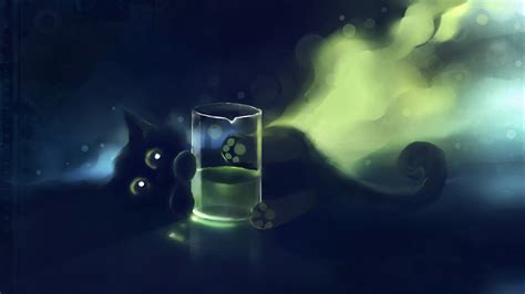 Painting Deviantart Black Cats Apofiss Cat Glass