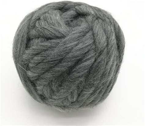 Floraknit 100 Merino Wool Chunky Yarn Bulky Roving Yarn Grey 250g
