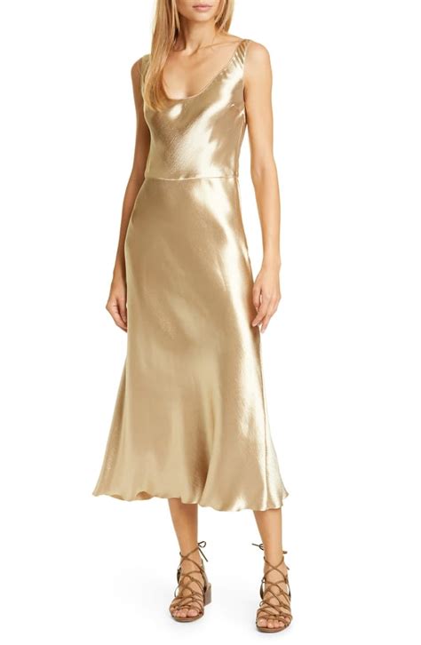 Vince Metallic Satin Tank Dress Best Holiday Party Dresses From