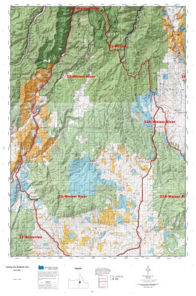 Idaho Hunting Unit 26 Middle Fork Topo Maps Hunting Topo Maps And