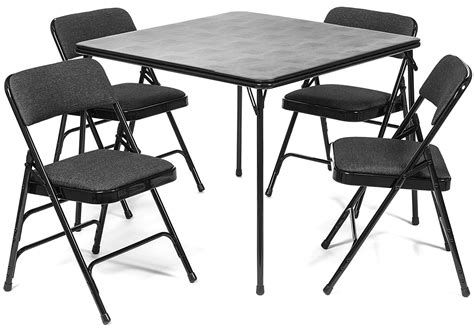 5pc Xl Series Folding Card Table And Triple Braced Fabric Padded Chair