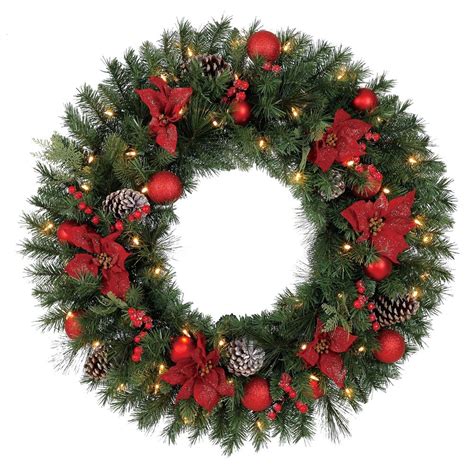 Home Accents Holiday 32 Inch Pre Lit Led Artificial Red Poinsettia
