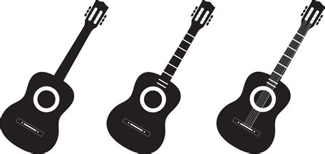 Conjunto De Iconos De Guitarra Silueta De Guitarra Acústica Vector