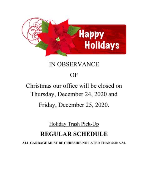 Office Closed For Holiday Message Template