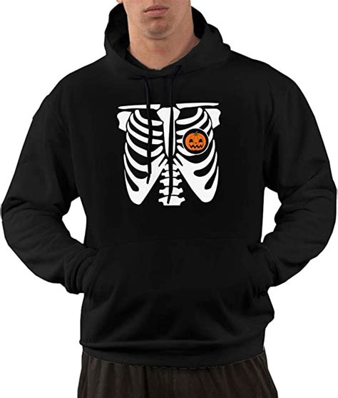 Youlk Halloween Pumpkin Skeleton Mens Hoodies Fashion Long