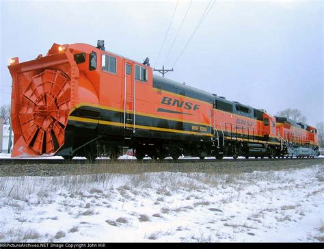 120128001 Westbound Bnsf Snow Plow Lashup Stopped Due To Trackwork Ahead