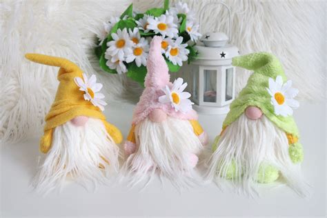 Summer Gnome Spring Gnome Easter Decor Gnome With Flowers Etsy