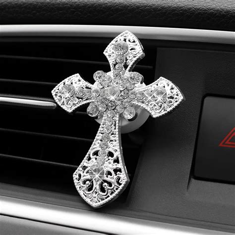 Buy Car Ornament Jesus Cross Air Freshener Alloy Crystal Automotive Interior