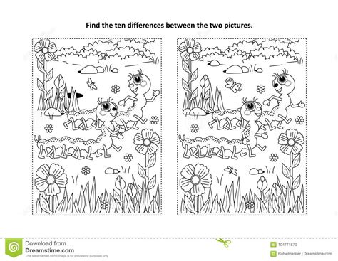 Find The Differences Visual Puzzle And Coloring Page With
