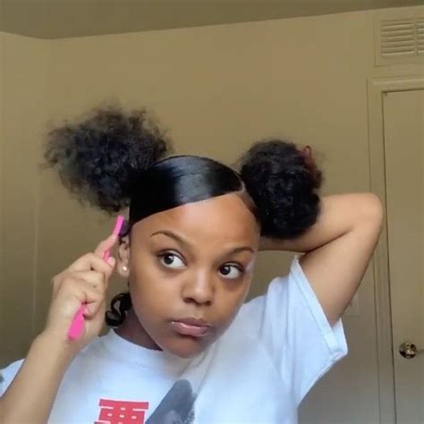 But if you thought it takes a lot of effort to make, you. Two space buns w/ swoop #Naturalhairlovez Two space buns w ...