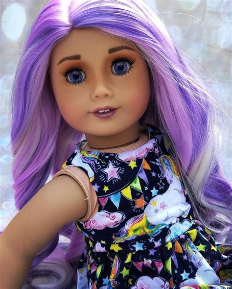 Ooak Custom American Girl Doll Purple Hair And Eyes Etsy American Girl Doll Hairstyles
